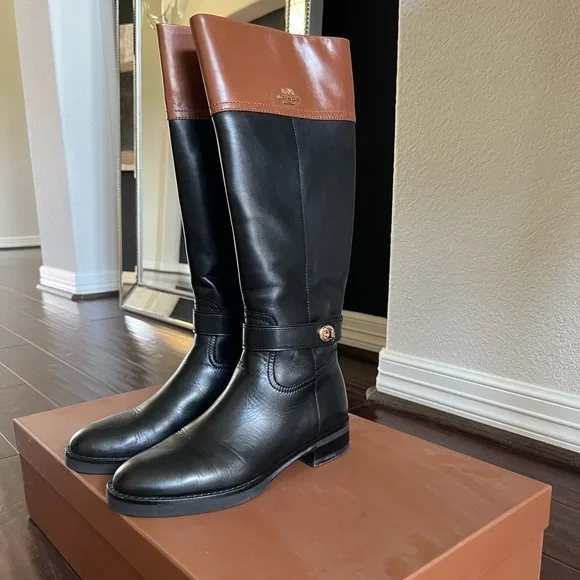 Black Coach boots USW 8 - Picture 1 of 12